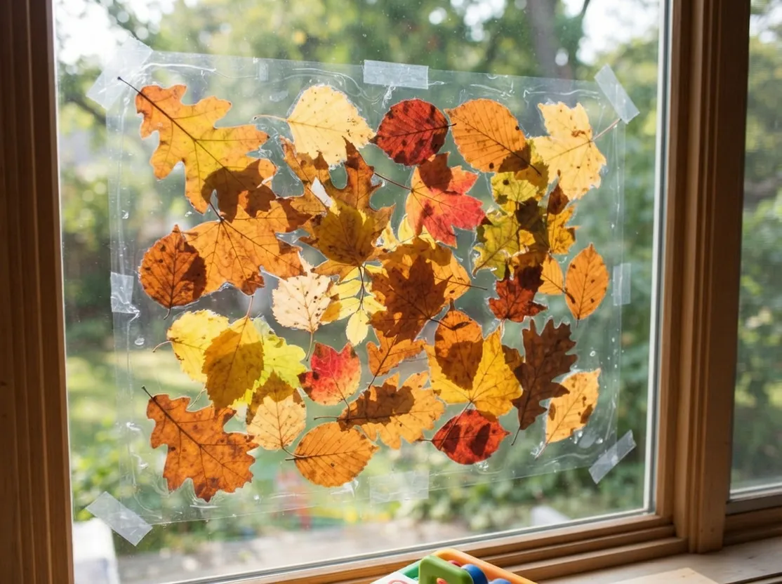 Contact Paper Leaf Window Art