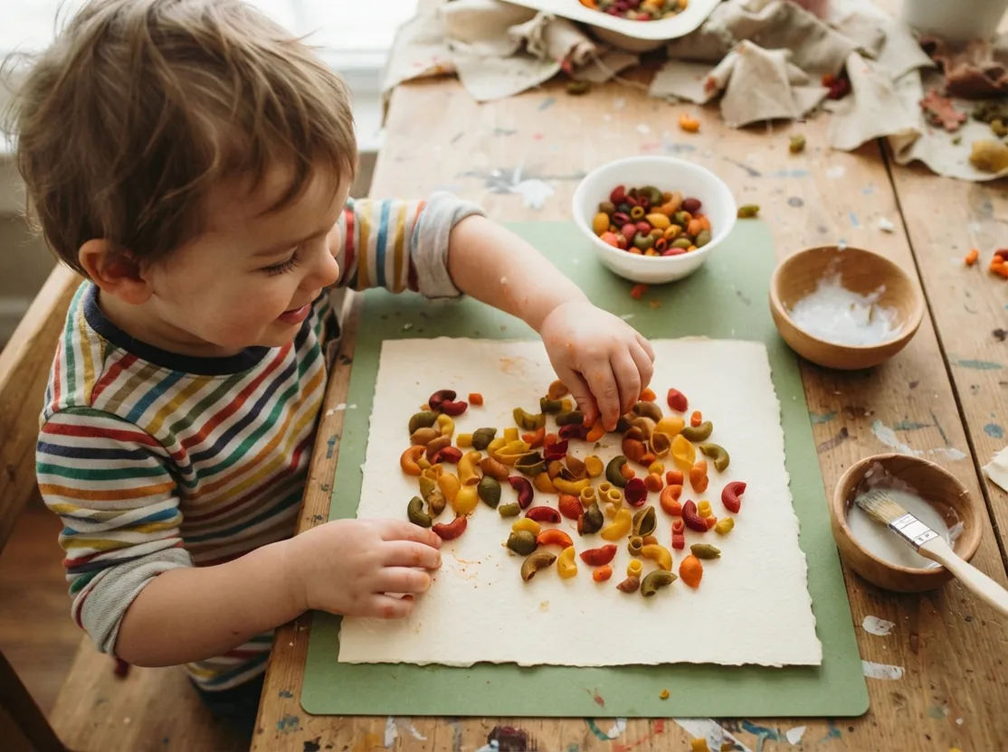 Fall-Colored Macaroni Art