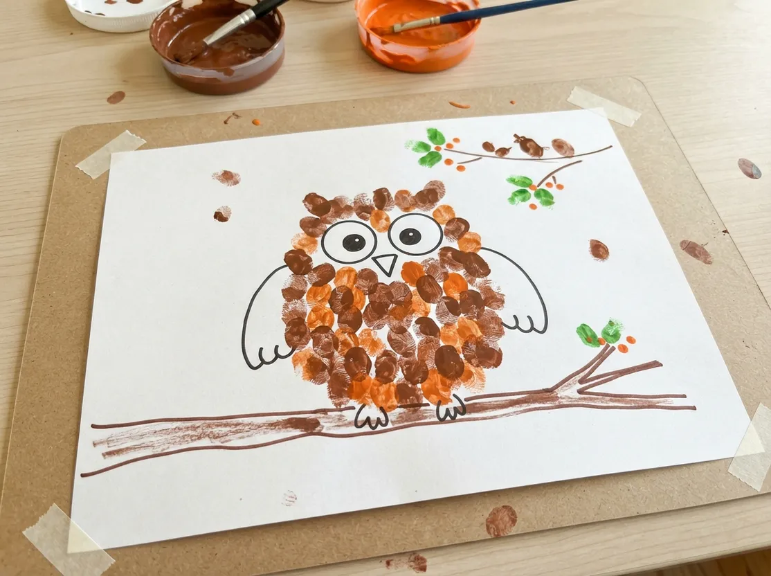 Fingerprint Owl on a Branch