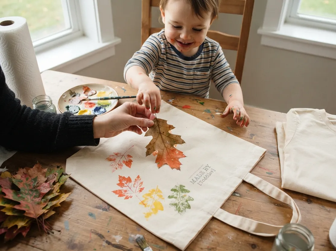 Leaf-Stamped Tote Bag or Shirt
