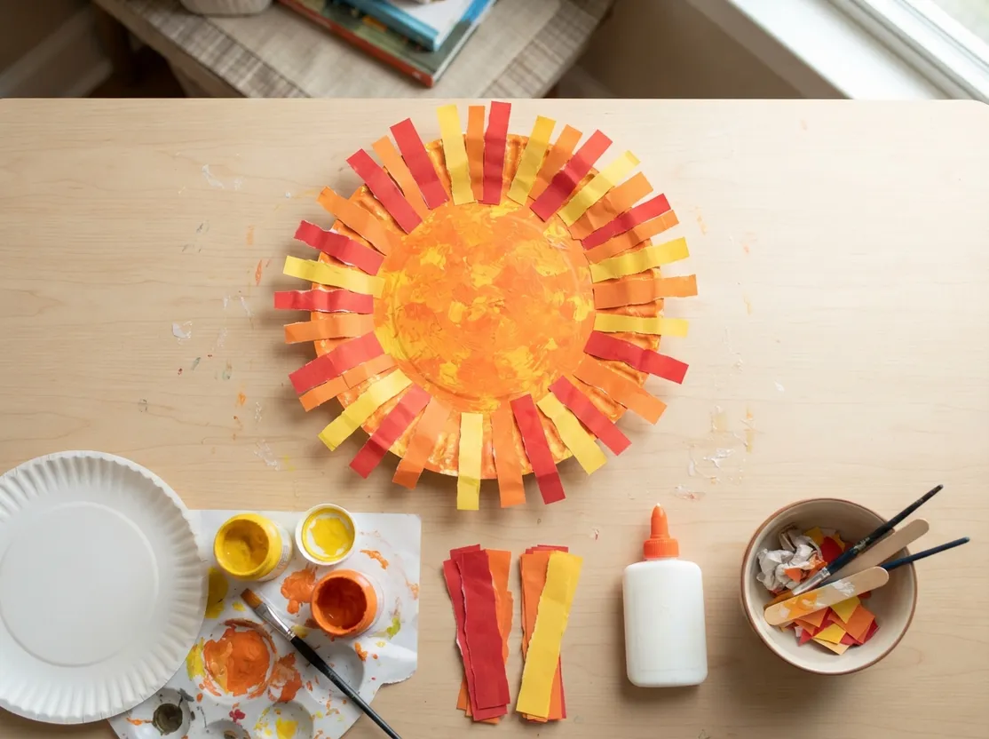 Paper Plate Sun in Fall Colors