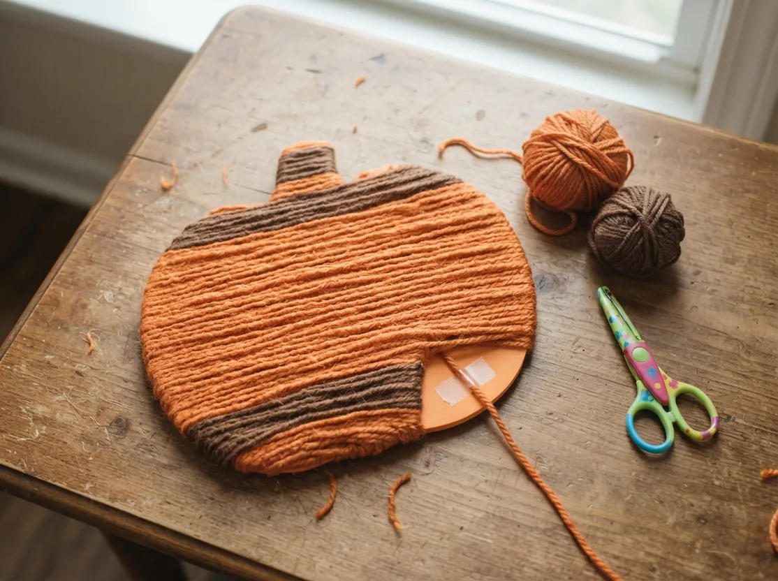 Yarn-Wrapped Pumpkin