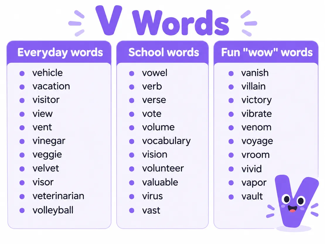 words that start with v